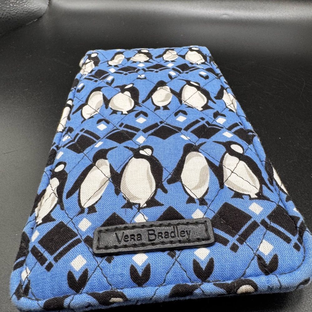 Vera Bradley Blue Playful Penguin Pattern eyeglass Case - Picture 3 of 5